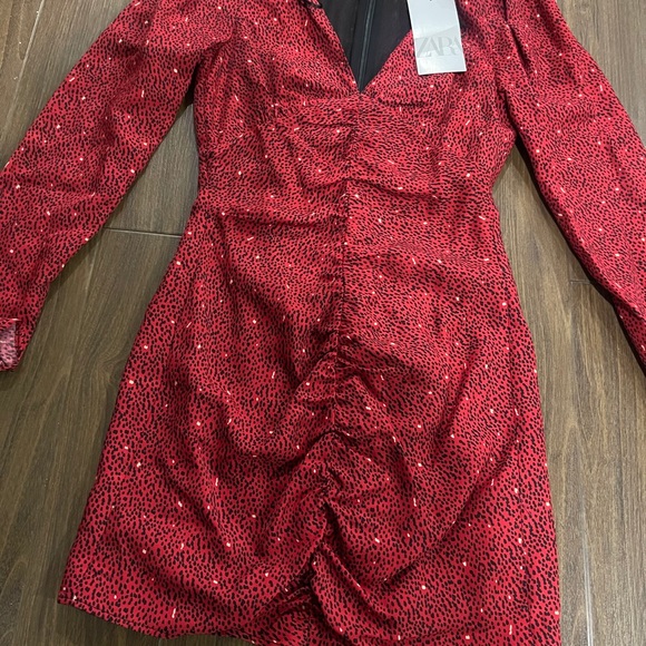 Zara red and black print dress - Picture 5 of 10